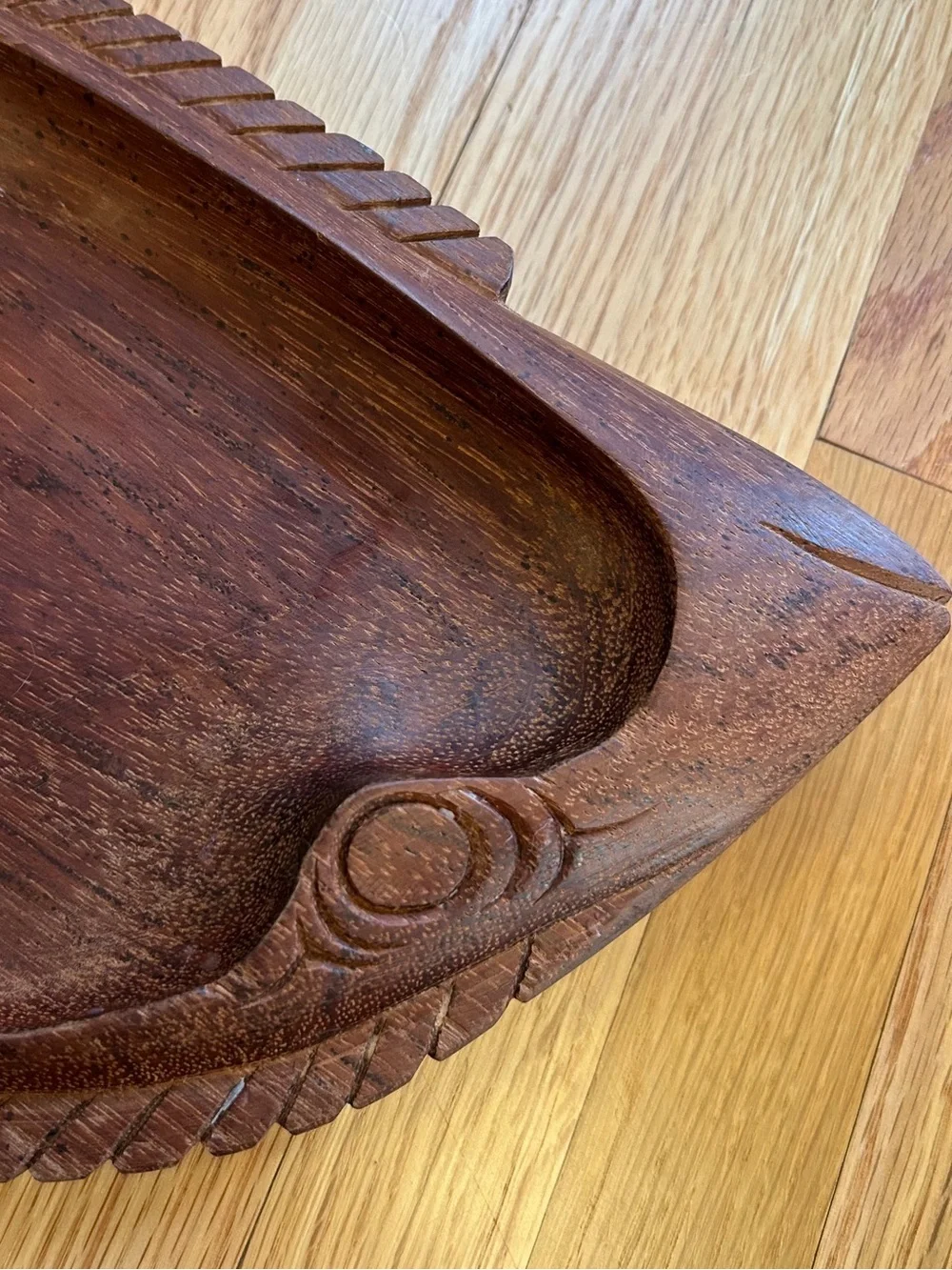 Vintage Wood Hand Carved Fish Bowl Platter